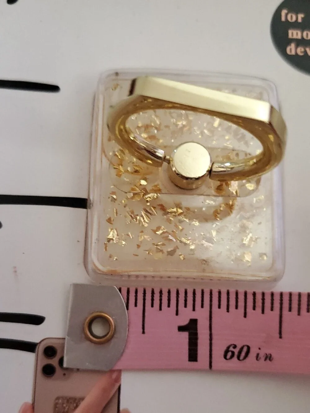 Nicole Miller Gold-Tone Ring Phone Grip & Stand with Embedded Gold Flakes NEW